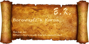 Borovnyák Karsa névjegykártya